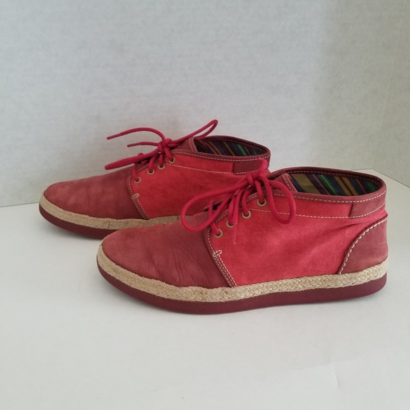 Ugg Chukka Boots Red Canvas Leather Size 10.5 main image 5